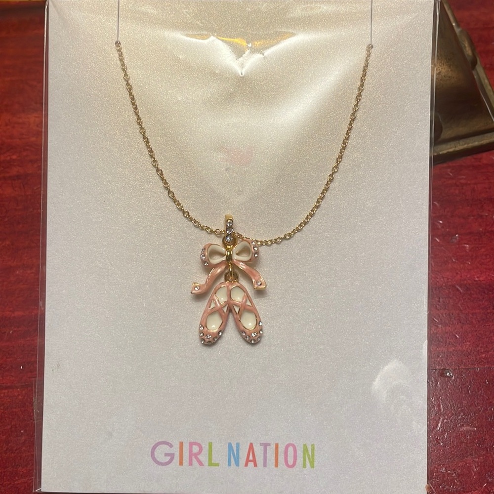 Ballet Slipper Pink Sparkle Pendant Necklace for Child